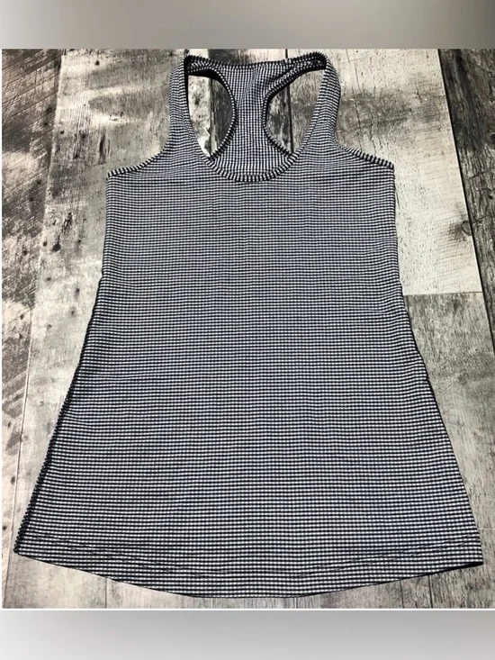 Lululemon Racerback Tank Size 8 Black White Gingham Check Athletic Top - Picture 4 of 4